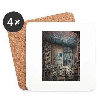 Surreales Stadtbild Kunstwerk Surreal Cityscape - Untersetzer (4er-Set) - Weiß - Vorne