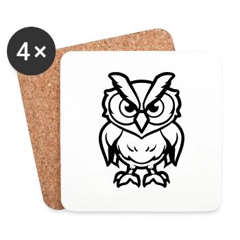 Owl Comic - Coasters (set of 4) - white - Front