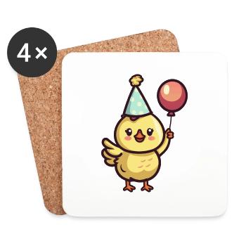 Poulet Anniversaire Bébé - Dessous de verre (lot de 4) - blanc - Devant