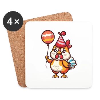 Rooster Birthday Baby - Coasters (set of 4) - white - Front