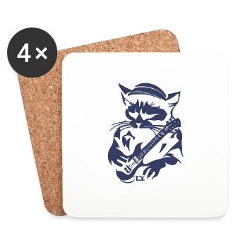 Cat power rock bleu - Dessous de verre (lot de 4) - blanc - Devant