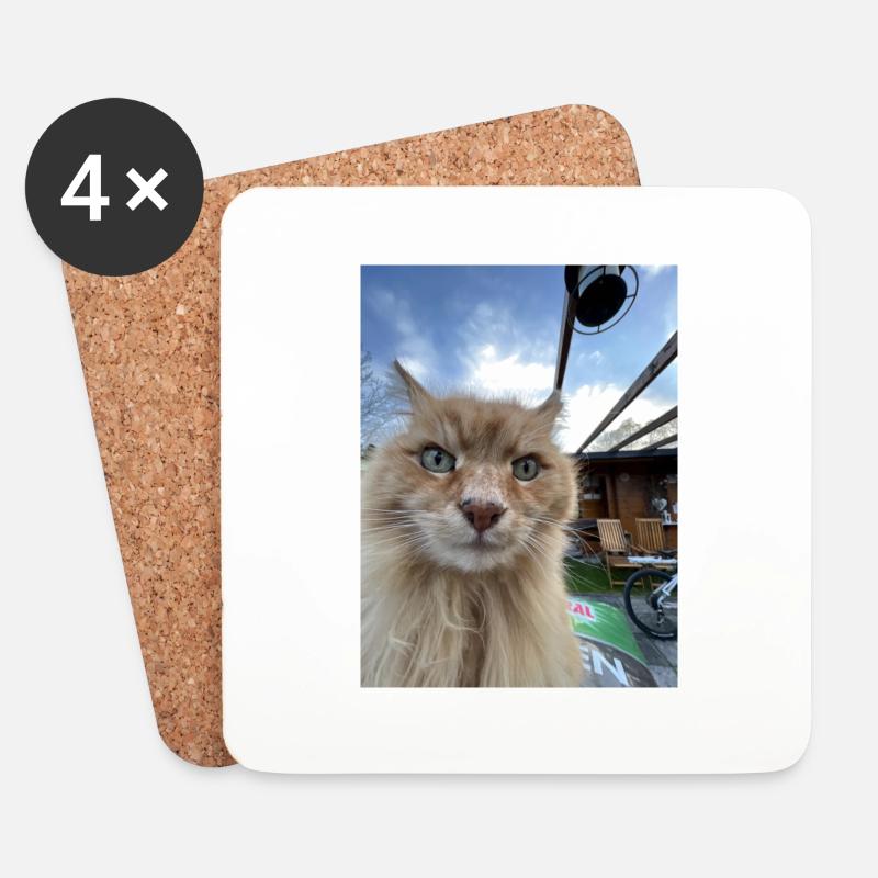Katze Selfie - Untersetzer (4er-Set) - Weiß