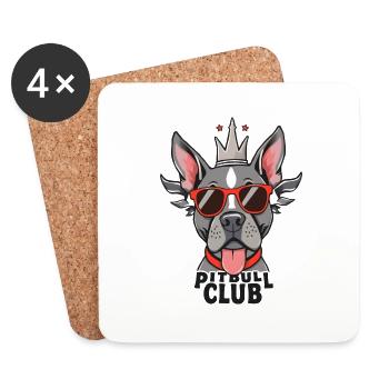 Pitbull Club – Kraft trifft Herz! - Untersetzer (4er-Set) - Weiß - Vorne