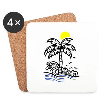Palm Tree Holidays Plage Été - Dessous de verre (lot de 4) - blanc - Devant