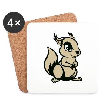 Écureuil Bande Dessinée Animal - Dessous de verre (lot de 4) - blanc - Devant