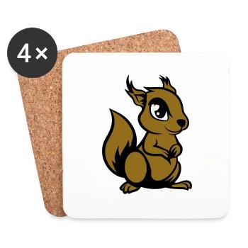 Écureuil Bande Dessinée Animal - Dessous de verre (lot de 4) - blanc - Devant