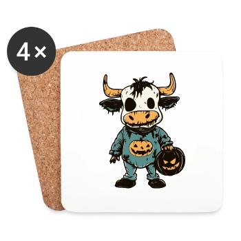Kuh Halloween Lustig Zombie - Untersetzer (4er-Set) - Weiß - Vorne