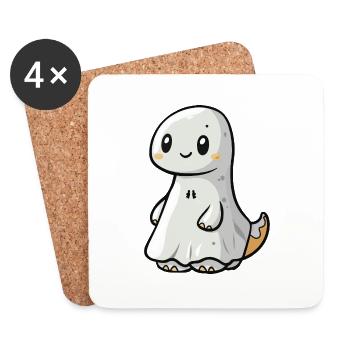Dinosaur brontosaurus Halloween ghost - Coasters (set of 4) - white - Front
