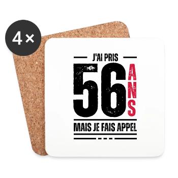 56 ans / t-shirt 56 ans / idée cadeau 56 ans - Dessous de verre (lot de 4) - blanc - Devant