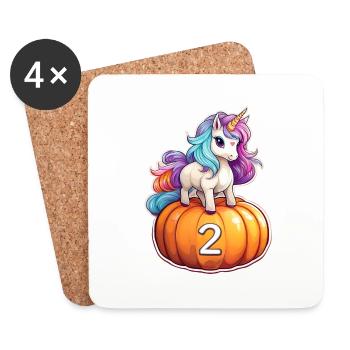 Unicorn Pumpkin Autumn 2 - Coasters (set of 4) - white - Front