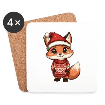 Fox Christmas - Coasters (set of 4) - white - Front