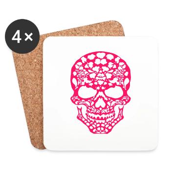 pink skull street - Dessous de verre (lot de 4) - blanc - Devant