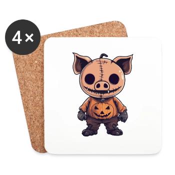Pig Halloween Comic Funny - Coasters (set of 4) - white - Front