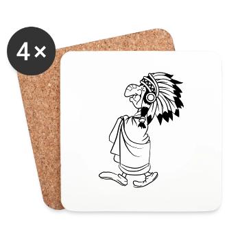 Funny Proud Indian Chief Walks Old Grandpa - Coasters (set of 4) - white - Front