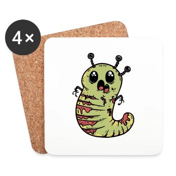 Worm Halloween Comic Funny - Coasters (set of 4) - white - Front