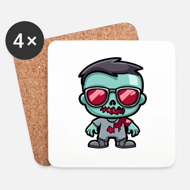 Zombie Halloween Sonnenbrille - Untersetzer (4er-Set) - Weiß