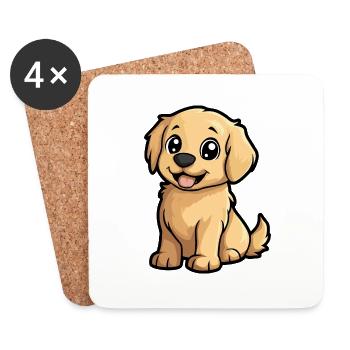 Golden Retriever Hund Comic Niedlich - Untersetzer (4er-Set) - Weiß - Vorne