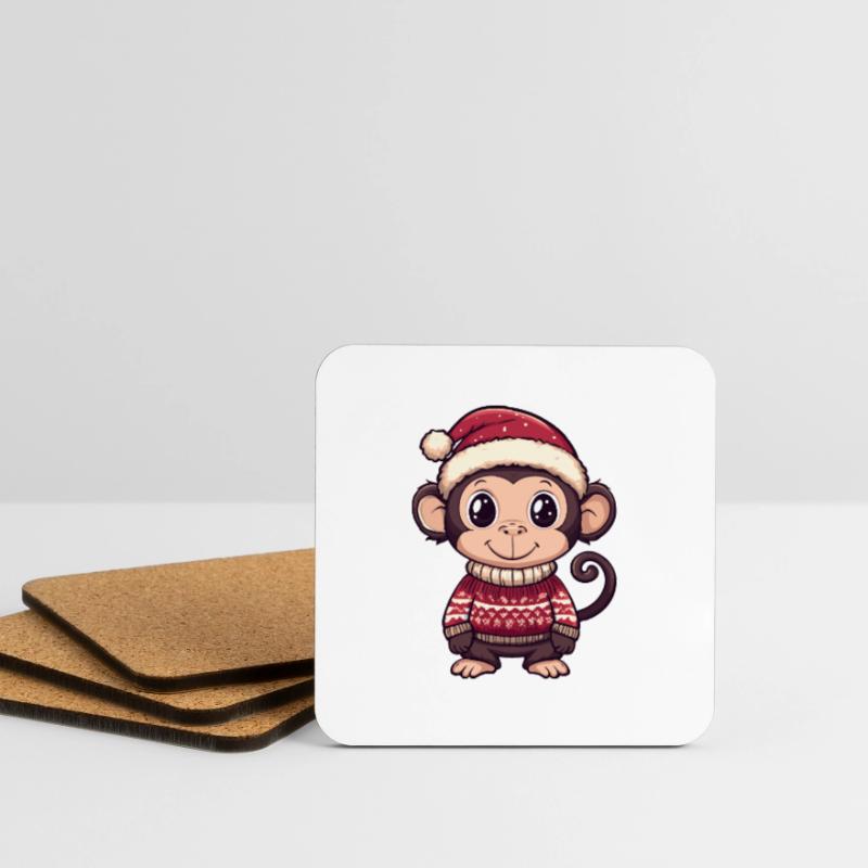 Monkey Christmas Comic Coasters (set of 4)