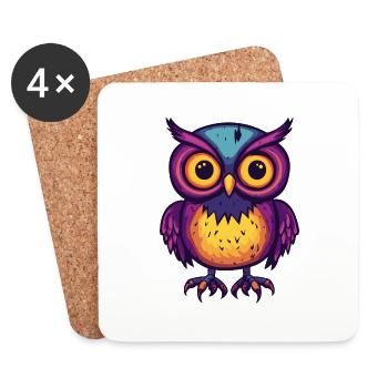Hibou Halloween Animal - Dessous de verre (lot de 4) - blanc - Devant