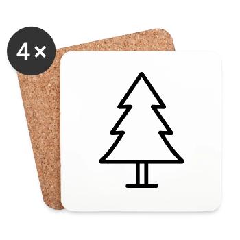 Weihnachtsbaum - Untersetzer (4er-Set) - Weiß - Vorne