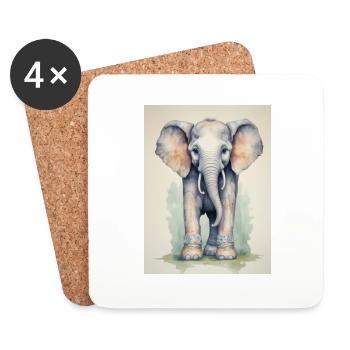 Elephant in Colorful Boots - Coasters (set of 4) - white - Front