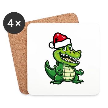 Noël crocodile - Dessous de verre (lot de 4) - blanc - Devant