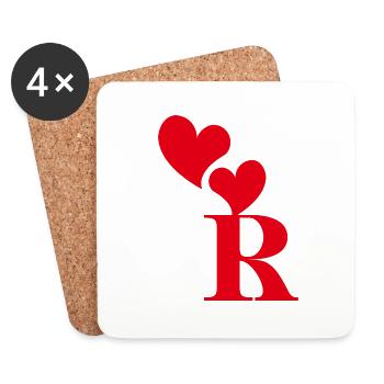 Letter r red heart - Coasters (set of 4) - white - Front
