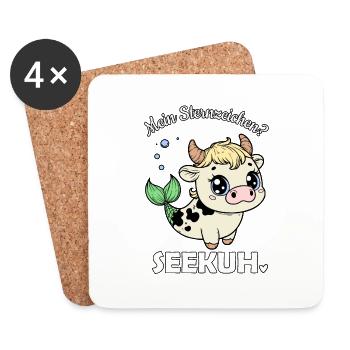 Zodiac sign Taurus Manatee - Coasters (set of 4) - white - Front