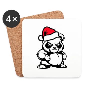 Panda Bear Christmas Comic - Coasters (set of 4) - white - Front