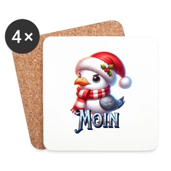 Moin Möwe Weihnachten - Untersetzer (4er-Set) - Weiß - Vorne