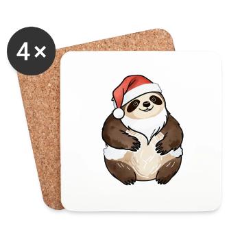 Dessin de Noël paresseux - Dessous de verre (lot de 4) - blanc - Devant