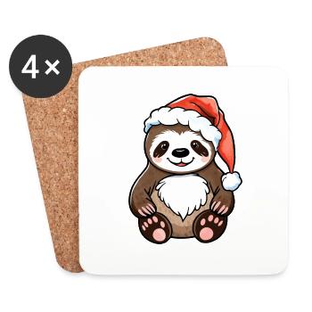 Dessin de Noël paresseux - Dessous de verre (lot de 4) - blanc - Devant