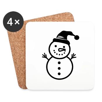 Bonhomme de neige - Dessous de verre (lot de 4) - blanc - Devant