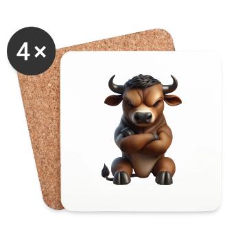 Stier grimmig 1 - Untersetzer (4er-Set) - Weiß - Vorne