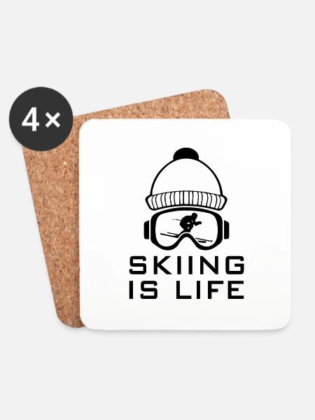 Skiing Ski motif for skiers Skiers - Coasters (set of 4) - white