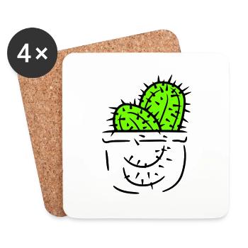 2 Poche de poitrine Cactus Plants Cactus Épineux - Dessous de verre (lot de 4) - blanc - Devant