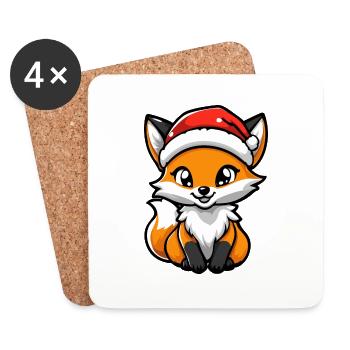 Fox Christmas Cute - Coasters (set of 4) - white - Front