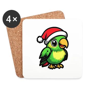 Parrot Christmas Cute - Coasters (set of 4) - white - Front