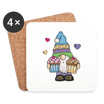 Ich liebe Kuchen Torten Cupcake Bäcker Süsses Gnom - Untersetzer (4er-Set) - Weiß - Vorne