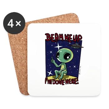 Alien | Beam me up | außerirdisch gut - Untersetzer (4er-Set) - Weiß - Vorne