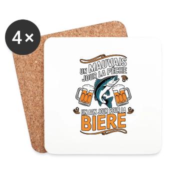 Schlechtes Angeln, aber gutes Bier - Humor - Untersetzer (4er-Set) - Weiß - Vorne
