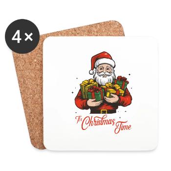 Weihnachtsmann - Untersetzer (4er-Set) - Weiß - Vorne