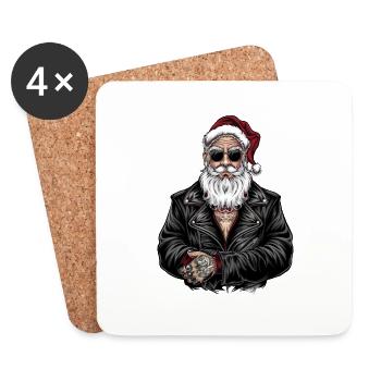 Gangsta Santa: Weihnachten mit Haltung - Untersetzer (4er-Set) - Weiß - Vorne
