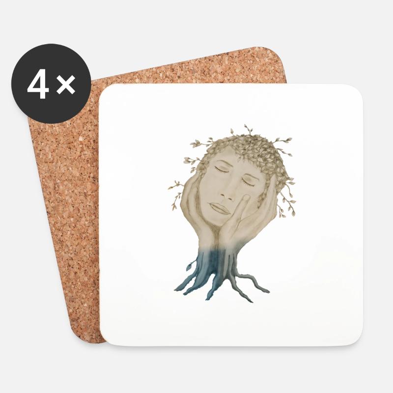TREE FACE - Coasters (set of 4) - white