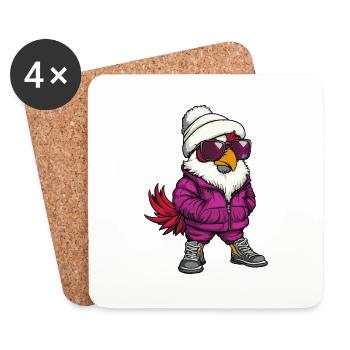 Coq d’hiver - Dessous de verre (lot de 4) - blanc - Devant