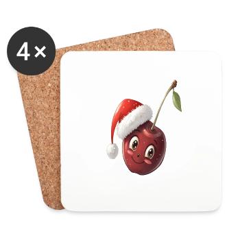 Noël aux cerises - Dessous de verre (lot de 4) - blanc - Devant