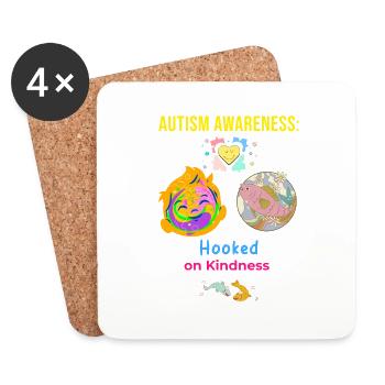 Autism Awareness Hooked on Kindness - Coasters (set of 4) - white - Front