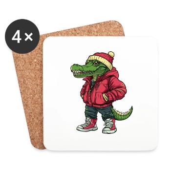Alligator Mode d’hiver - Dessous de verre (lot de 4) - blanc - Devant