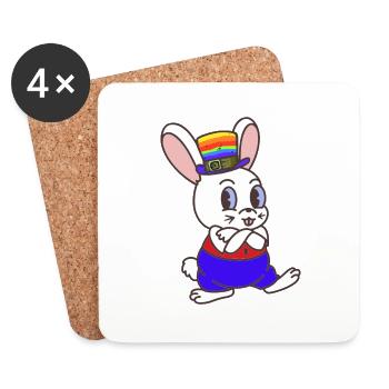 Regenbogen Kaninchen Hase LGBT Gay Pride Hasen - Untersetzer (4er-Set) - Weiß - Vorne