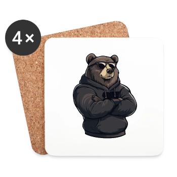 Bär Comic Braunbär - Untersetzer (4er-Set) - Weiß - Vorne